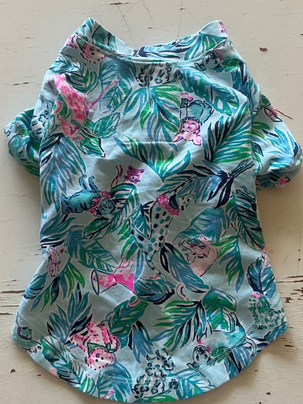 Lilly Pulitzer Seasalt Blue Barking Up the Palm Tree Dog PJ's XS XXS